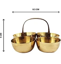 Brass Puja Roli Chawal Elaichi Mishri 4 Bowl Stand Brass (1 Pieces, Gold) Brass , Chokda Brass-thumb2