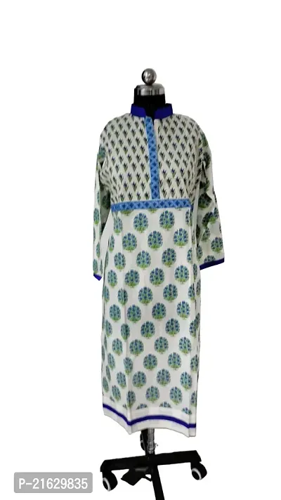 Stylish White  Green Kurta-thumb0