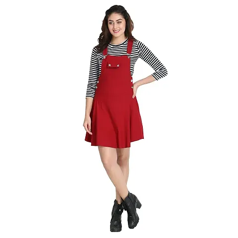 DIMPY GARMENTS Blended Women's Dungaree Dress with Top