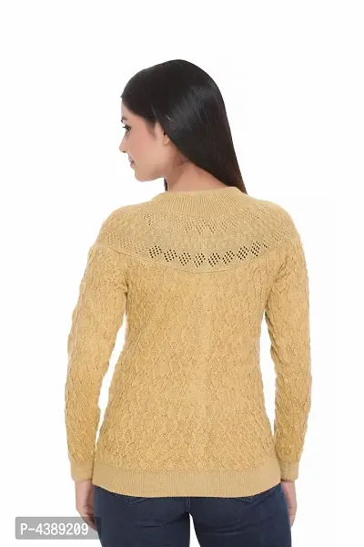 Camel Wool Self Pattern Button Closure Sweater-thumb2