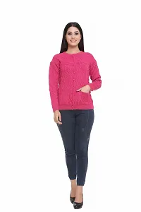 Pink Wool Self Pattern Button Closure Sweater-thumb2