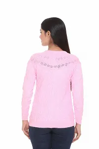 Baby Pink Wool Self Pattern Button Closure Sweater-thumb1
