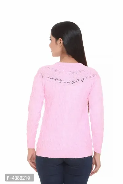 Baby Pink Wool Self Pattern Button Closure Sweater-thumb2
