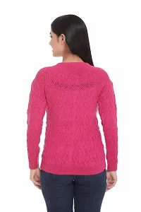 Pink Wool Self Pattern Button Closure Sweater-thumb1