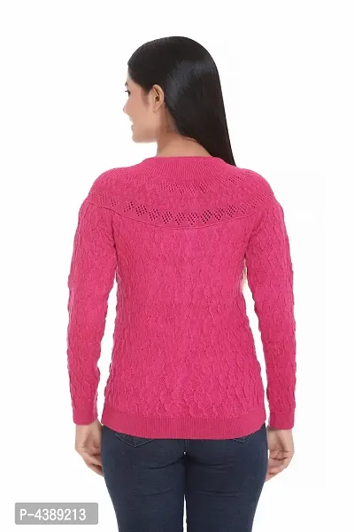 Pink Wool Self Pattern Button Closure Sweater-thumb2