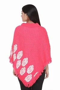 Pink Self Pattern Wool Poncho-thumb2