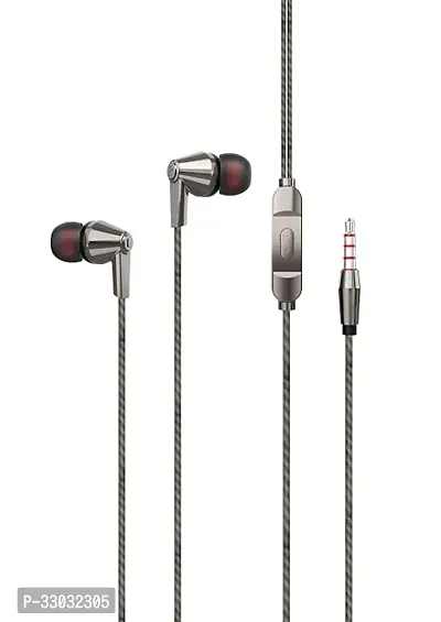 Stylish Grey In-Ear Wired Headphone With Microphone-thumb0