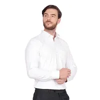 Men's White Cotton Long Sleeve Solid Regular Fit Formal Shirt-thumb1