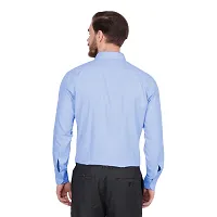Men's Blue Cotton Long Sleeve Solid Regular Fit Formal Shirt-thumb3
