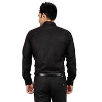 Men's Black Cotton Long Sleeve Solid Regular Fit Formal Shirt-thumb1