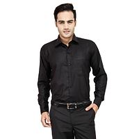 Men's Black Cotton Long Sleeve Solid Regular Fit Formal Shirt-thumb2