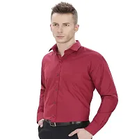 Men's Maroon Cotton Long Sleeve Solid Regular Fit Formal Shirt-thumb1