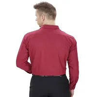 Men's Maroon Cotton Long Sleeve Solid Regular Fit Formal Shirt-thumb2