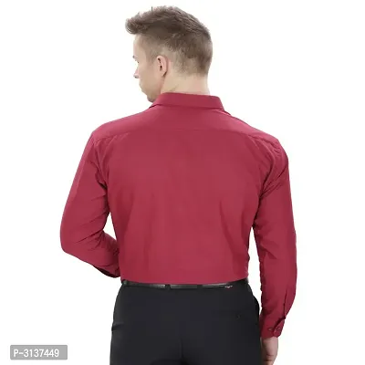 Men's Maroon Cotton Long Sleeve Solid Regular Fit Formal Shirt-thumb3