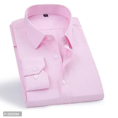 Men's Pink Cotton Blend Solid Long Sleeves Regular Fit Formal Shirt-thumb0