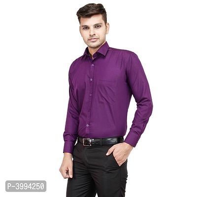 Men's Purple Cotton  Long Sleeve Formal Shirts-thumb2