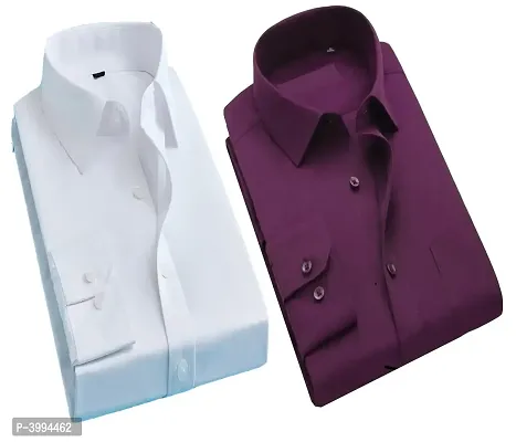 Men's Multicoloured Cotton  Long Sleeve Formal Shirts (Pack Of 2)-thumb0