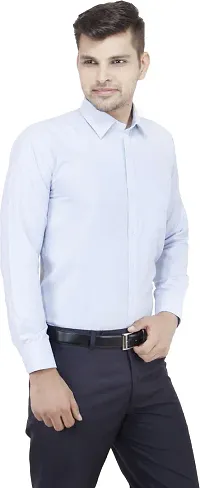 Reliable White Cotton Blend Solid Long Sleeve Formal Shirt For Men-thumb2