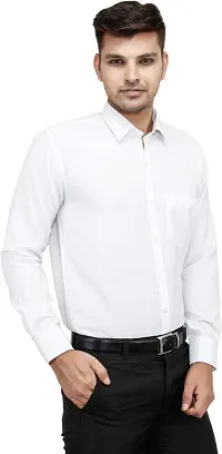 Trendy White Cotton Blend Long Sleeve Formal Shirt For Men-thumb2