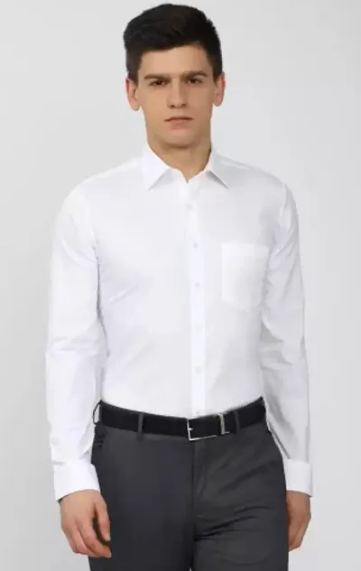 Reliable Blend Solid Long Sleeve Formal Shirt For Men