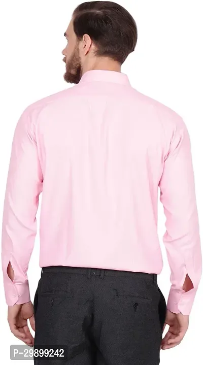 Reliable Pink Cotton Blend Solid Long Sleeve Formal Shirt For Men-thumb3