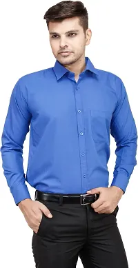 Reliable Blue Linen Solid Long Sleeve Formal Shirt For Men-thumb2