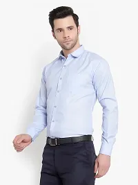 Reliable Blue Cotton Blend Solid Long Sleeve Formal Shirt For Men-thumb3