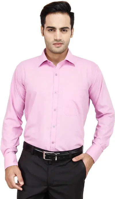 Reliable Blend Solid Long Sleeve Formal Shirt For Men