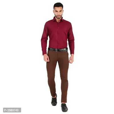 Maroon Cotton Long Sleeve Formal Shirt For Men-thumb4