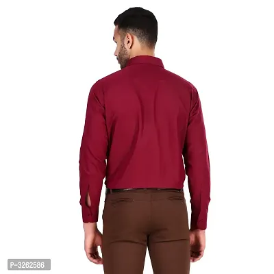 Men's Maroon Cotton Blend Solid Long Sleeves Regular Fit Formal Shirt-thumb4