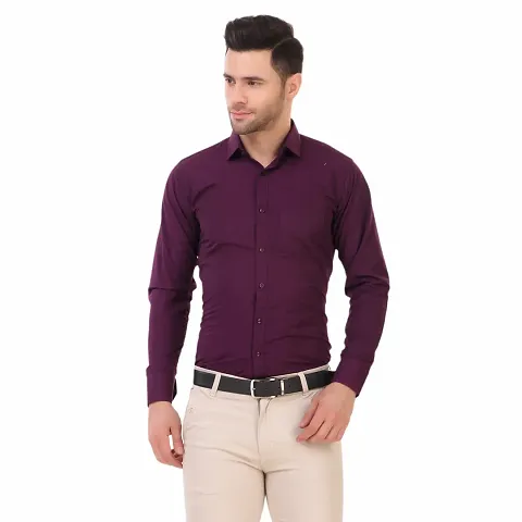 Cotton Blend Solid Long Sleeves Regular Fit Formal Shirt