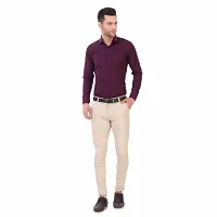 Men's Purple Cotton Blend Solid Long Sleeves Regular Fit Formal Shirt-thumb3