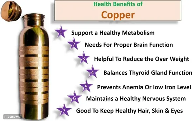 100 Copper BRASS Water BOTTLE 1 Litre BEST FOR HEALTH-thumb2