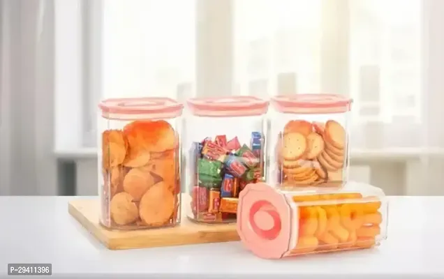 Transparent Plastic Food Container Jar Pack Of 4