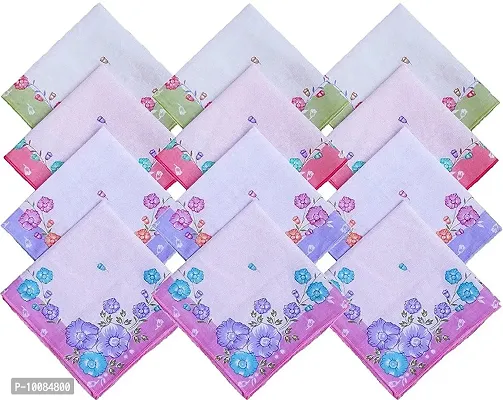 Handkerchiefs Vintage Pocket Hankies for Women Lady, Multicoloured (Pack of 12)-thumb0