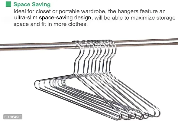 Aenon Steel Cloth Hanger Space Saving Non Slip Stainless Steel Metal Hanger for Shirts (silver3)-thumb5