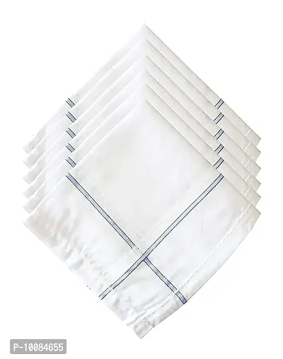 Aenon Fashion 100% Cotton Premium Collection Handkerchiefs Hanky For Men White Striped Printed Pattern Pack of 12 (Multicolor-1)