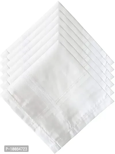 Aenon Fashion 100% Cotton Premium Collection Handkerchiefs Hanky For Men White Striped Printed Pattern Pack of 12 (White012)-thumb0