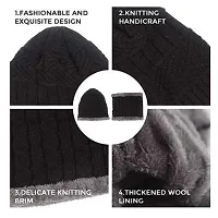 Woolen Beanie/Skull Cap & Neck Warmer (Muffler) Combo for Winters with Faux Fur Inner Side |Warm Hat| Hedging Hat Scarf Set | Winter Cap | Air Proof Cap | Woolen Cap | Ear Warmer Grey-thumb3