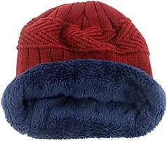 Aenon Fashion Thick Warm Winter Beanie Hat Soft Stretch Slouchy Skully Knit Cap for Women (Red)-thumb4
