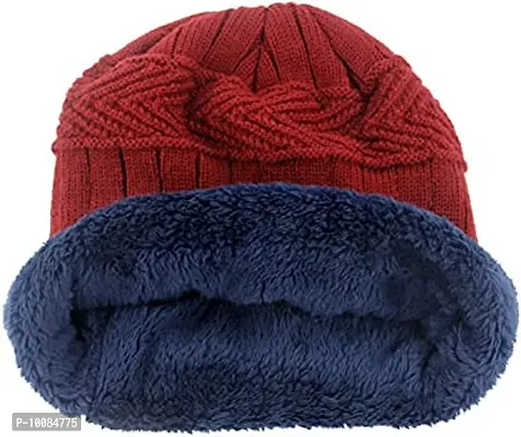 Aenon Fashion Thick Warm Winter Beanie Hat Soft Stretch Slouchy Skully Knit Cap for Women (Red)-thumb5