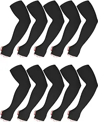 UV Protection Cooling Arm Sleeves - UPF 50 Compression Arm Sleeves for Men/Women/Students for Elbow Brace, Baseball, Basketball, Cycling Sports-Black-bike riding (Black finger)-thumb3