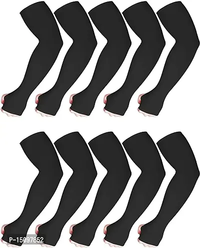 UV Protection Cooling Arm Sleeves - UPF 50 Compression Arm Sleeves for Men/Women/Students for Elbow Brace, Baseball, Basketball, Cycling Sports-Black-bike riding (Black finger)-thumb4