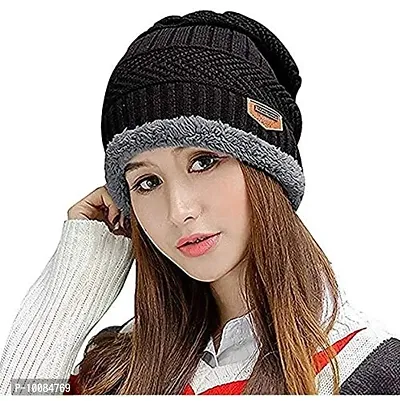 Aenon Fashion Thick Warm Winter Beanie Hat Soft Stretch Slouchy Skully Knit Cap for Women (Black)-thumb0