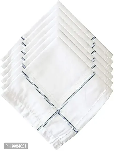 Aenon Fashion 100% Cotton Premium Collection Handkerchiefs Hanky For Men White Striped Printed Pattern Pack of 12 (White11)