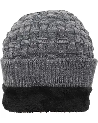 Aenon Fashion Men's and Women's Skull Slouchy Winter Woollen Knitted Inside Fur Beanie Cap (Pack of 1) (Grey)-thumb2