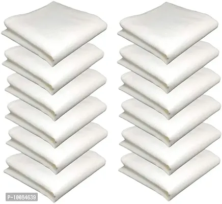 Aenon Fashion 100% Cotton Premium Collection Handkerchiefs Hanky For Men White Striped Printed Pattern Pack of 12 (White18)