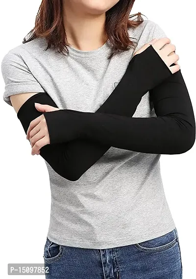 UV Protection Cooling Arm Sleeves - UPF 50 Compression Arm Sleeves for Men/Women/Students for Elbow Brace, Baseball, Basketball, Cycling Sports-Black-bike riding (Black finger)-thumb0