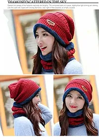 Diksha Creation Woolen Cap for Unisex (Red)-thumb3