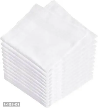 Aenon Fashion 100% Cotton Premium Collection Handkerchiefs Hanky For Men White Striped Printed Pattern Pack of 12 (White25)